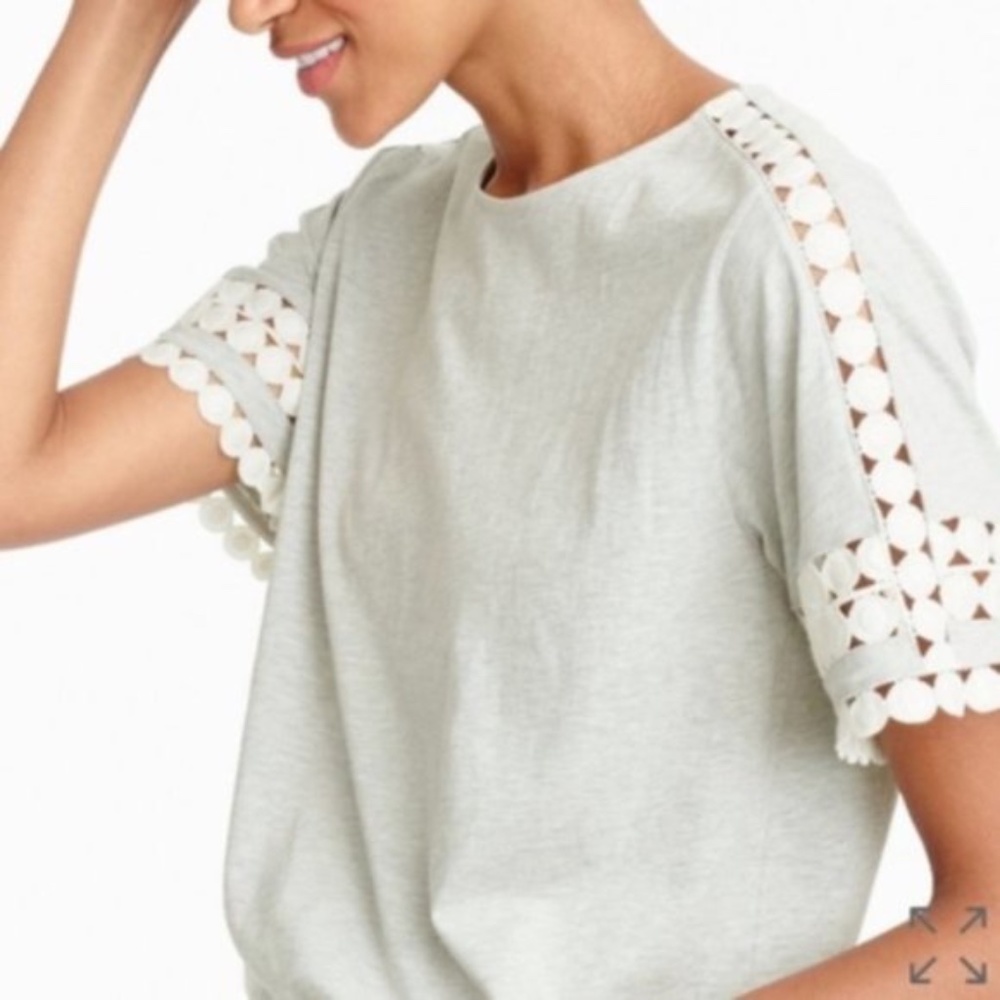 J. CREW | Eyelet Sleeve T-Shirt in Grey